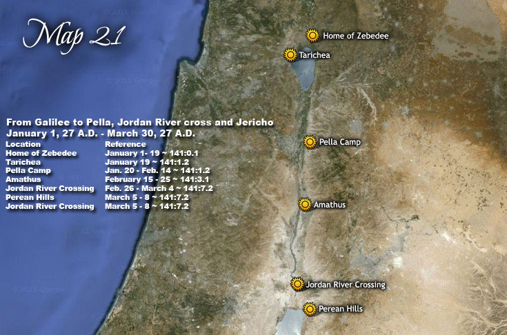 From Galilee to Pella, Jordan River cross and Jericho - January 1, 27 A.D. - March 30, 27 A.D.