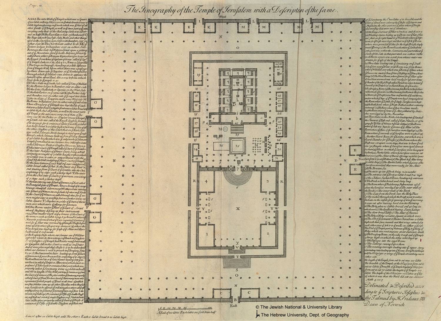 This map is based on Humphrey Prideaux's (1648-1724) map of Jerusalem in London (1715).