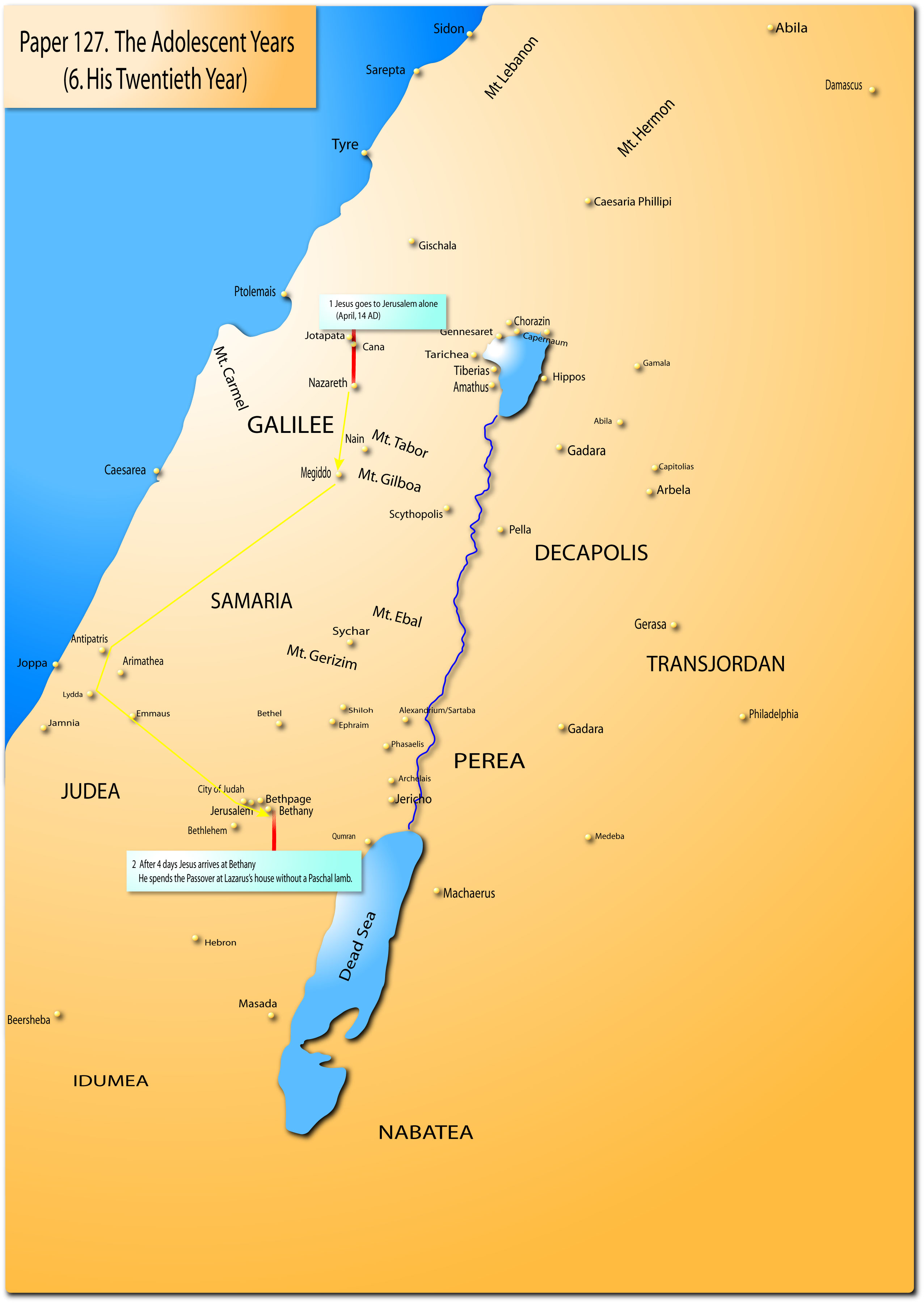  In making this trip to Jerusalem, he went by way of Megiddo, Antipatris, and Lydda.