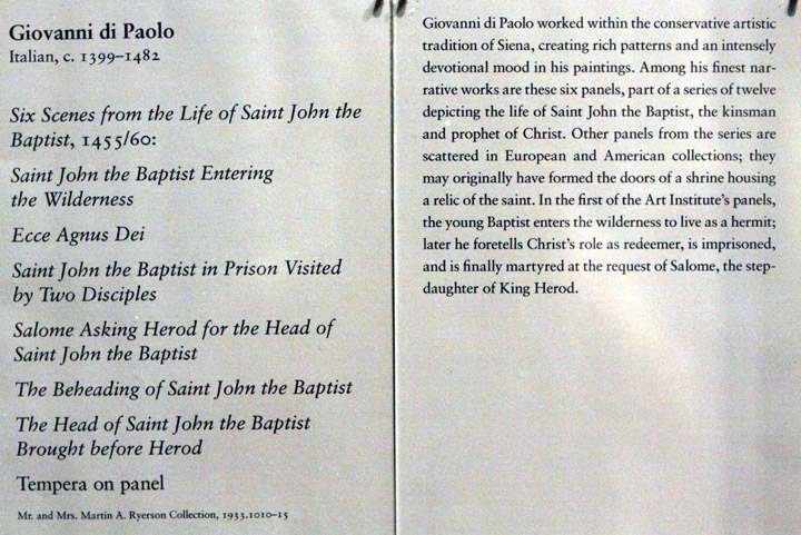 Six scenes from the life of John the Baptist.
