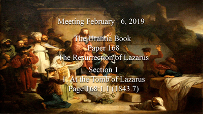 Paper 168 - The Resurrection of Lazarus 